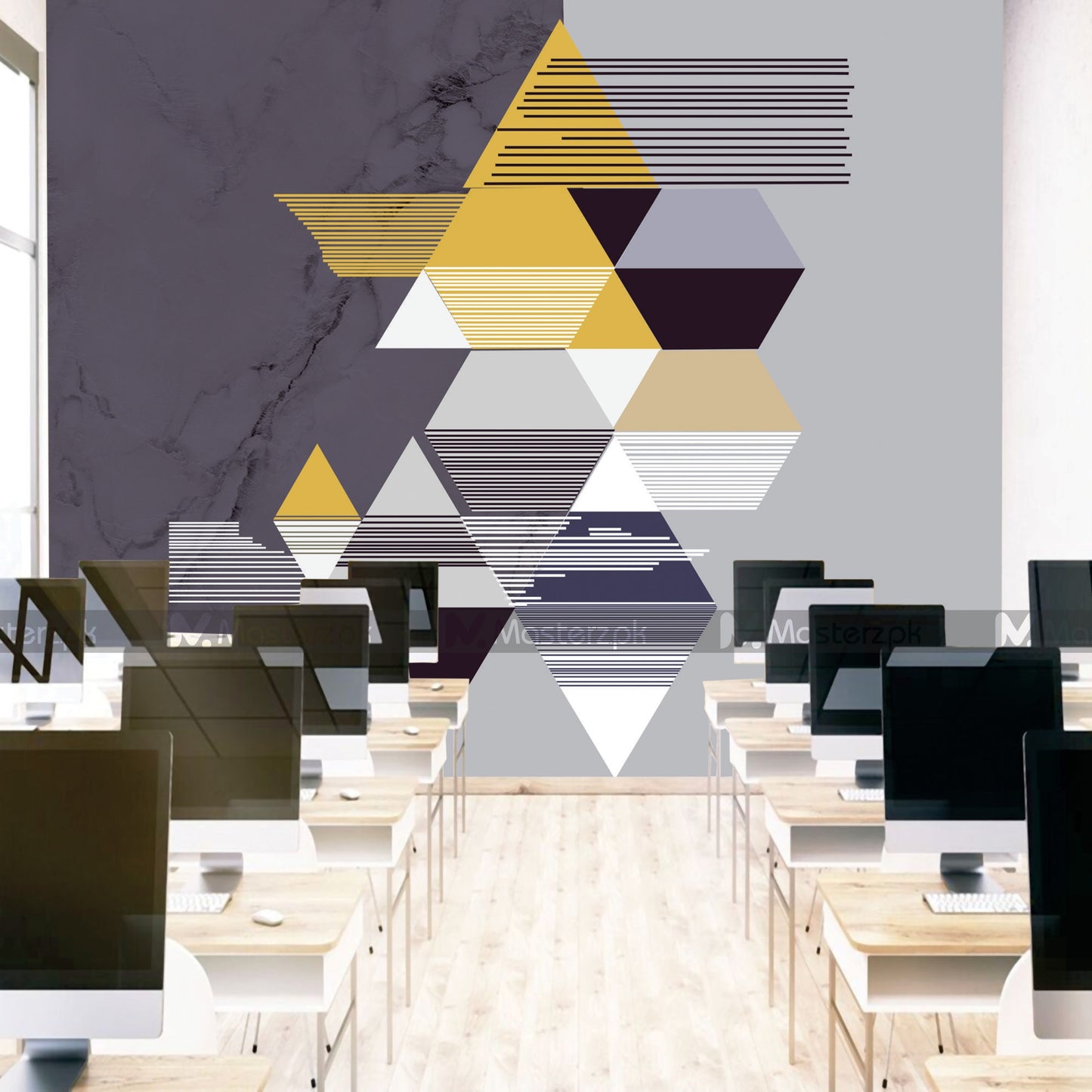 Grey n Yellow Prismatic Rays| Wall Decal