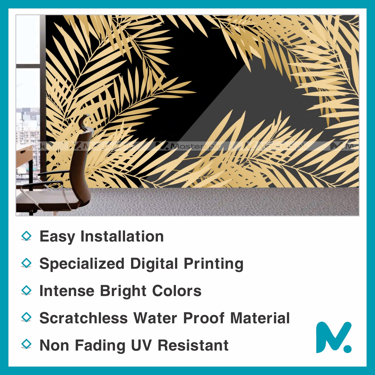 Black n Gold Blady Leaves| Wall Decal