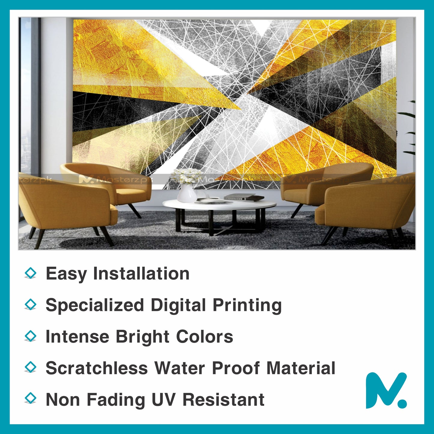 Black n Gold Distorted Linear| Wall Decal