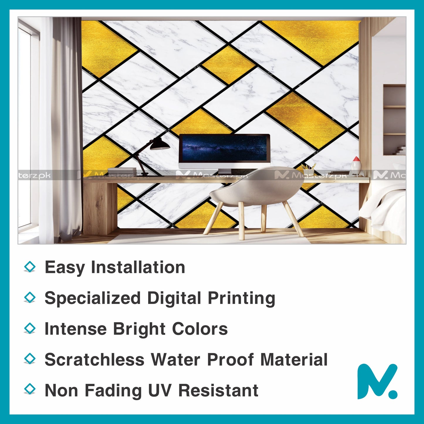 Golden Bricks Themed Abstract| Wall Decal