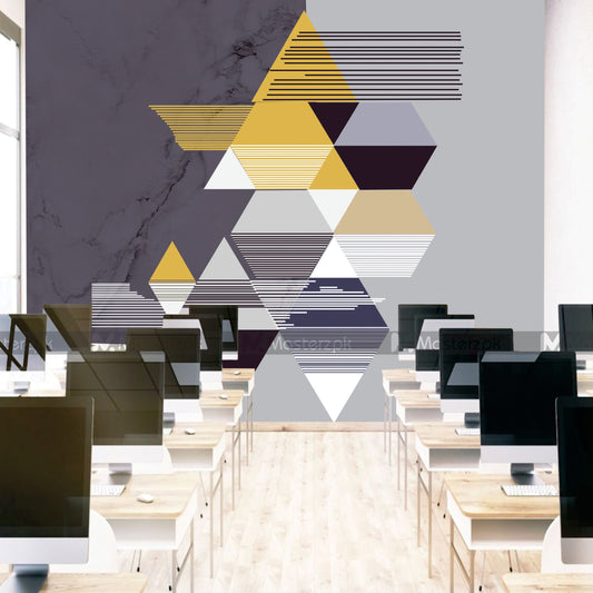 Grey n Yellow Prismatic Rays| Wall Decal
