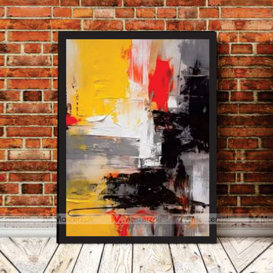 Yellow Black Abstract Painting Framaéstro