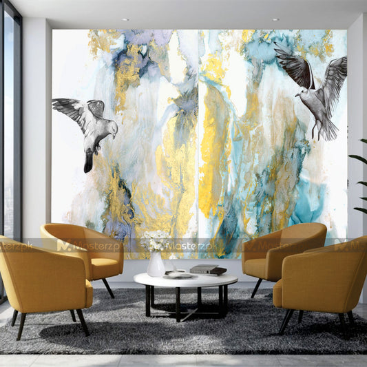 Blue & Gold Chinny Abstract | Wall Decal