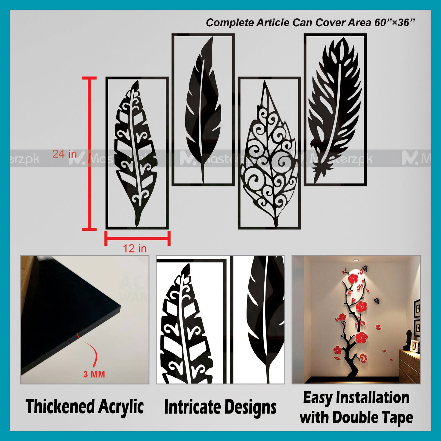 4 Panel Modern Leaves Maéstro
