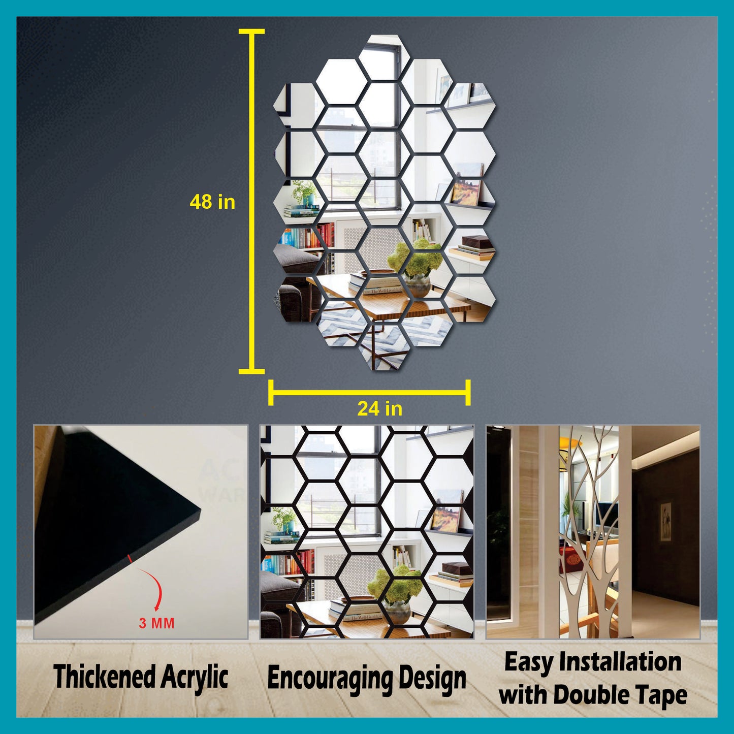 Hexagonal Collage Tile Mirror Maéstro
