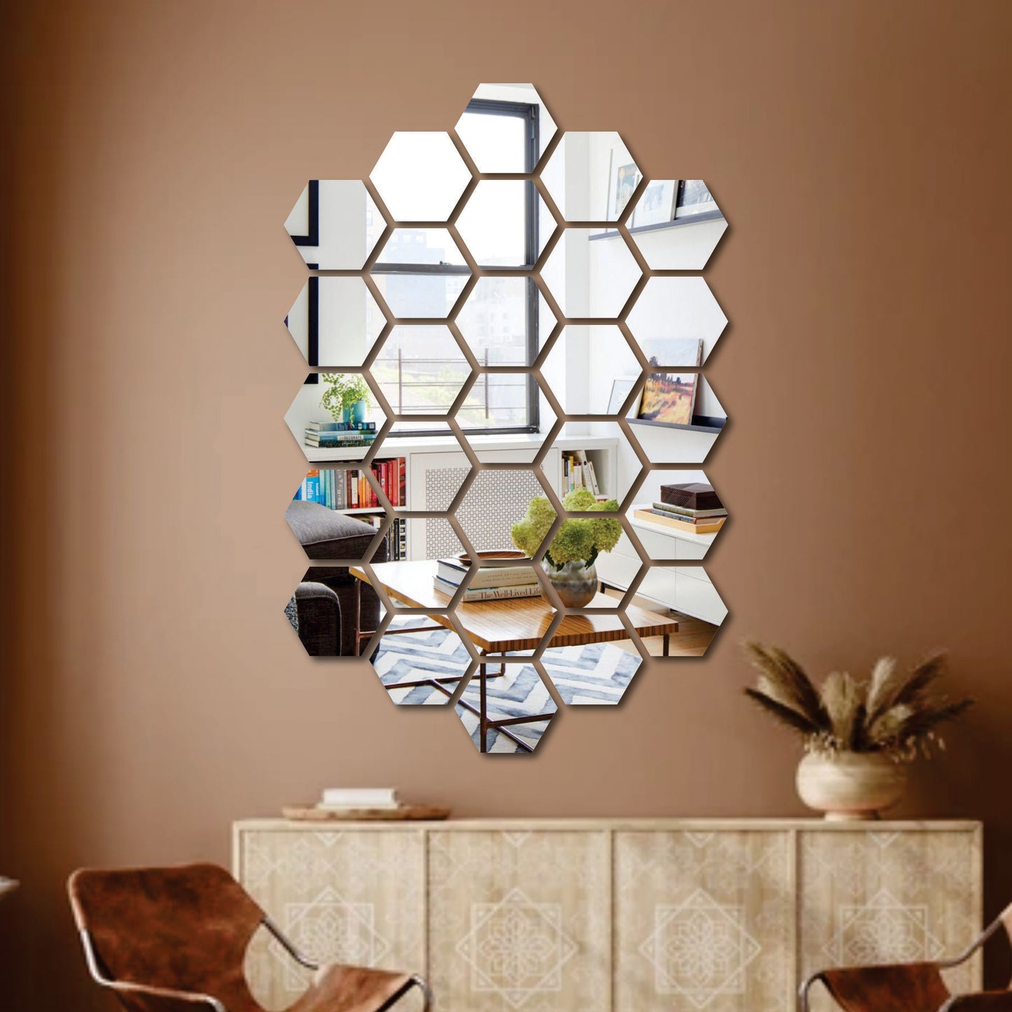 Hexagonal Collage Tile Mirror Maéstro
