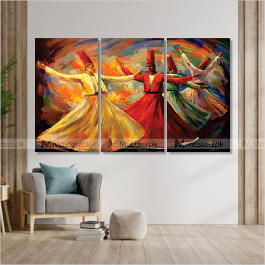 3 Panel Frolic Sufi Painting Framaéstro
