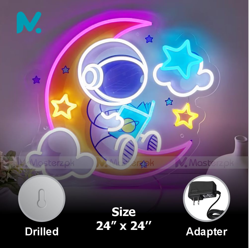 Reading Astronaut |Kids Room Neonstró