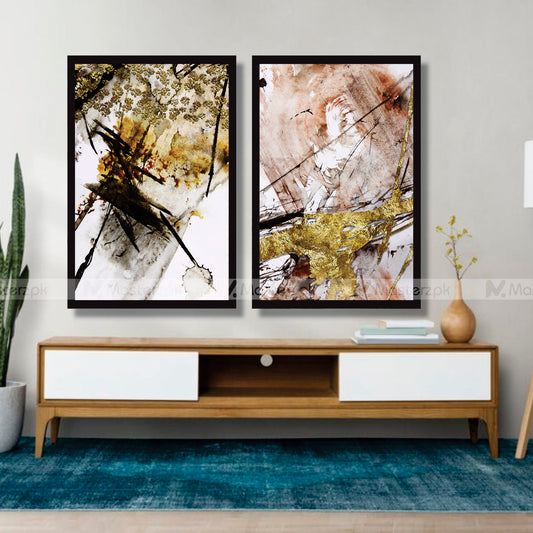 Set of 2 Pearl & Thunder Abstract Framaéstro