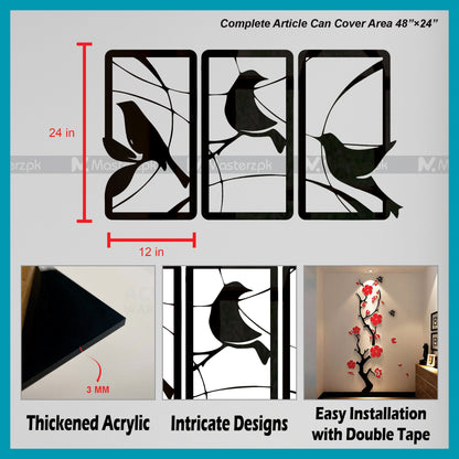 3 Panel Chirping Birds Maéstro