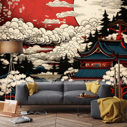 Cloudy Moonlight View Nature| Wall Decal