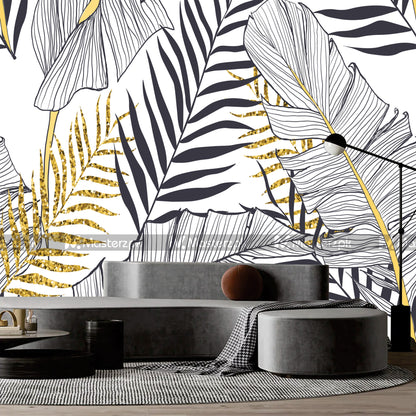 Greyish Toned Acicular Leaves| Wall Decal