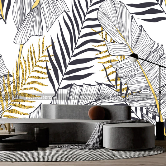 Greyish Toned Acicular Leaves| Wall Decal