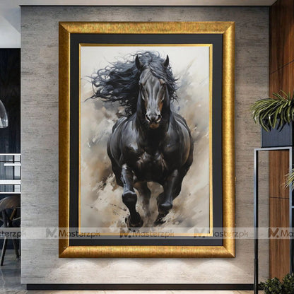 Gallopping Friesian Horse Framaéstro